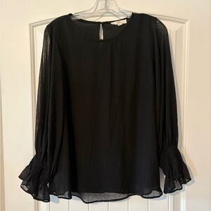 Entro Black Boho/flowy Top with Sheer Sleeves Medium